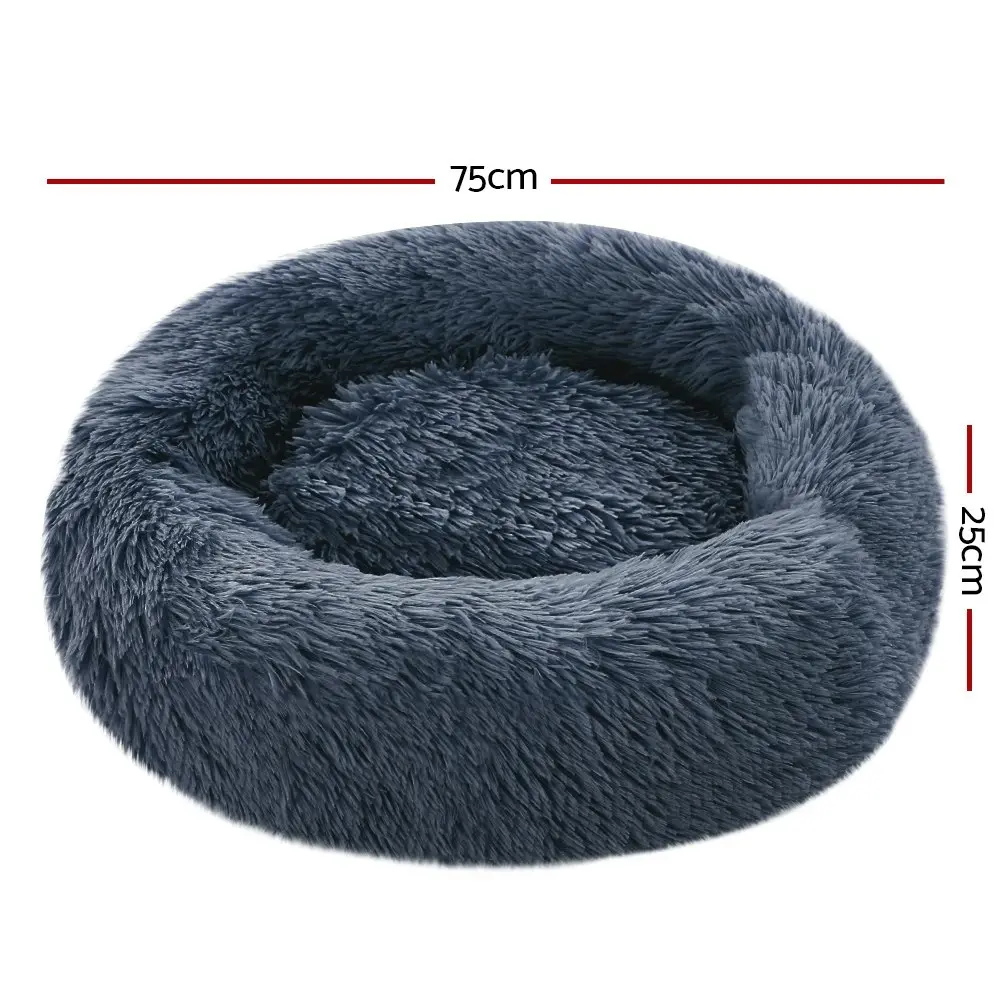 Plush Calming Dog Cat Round Pet Bed, S-XL, 6 colours