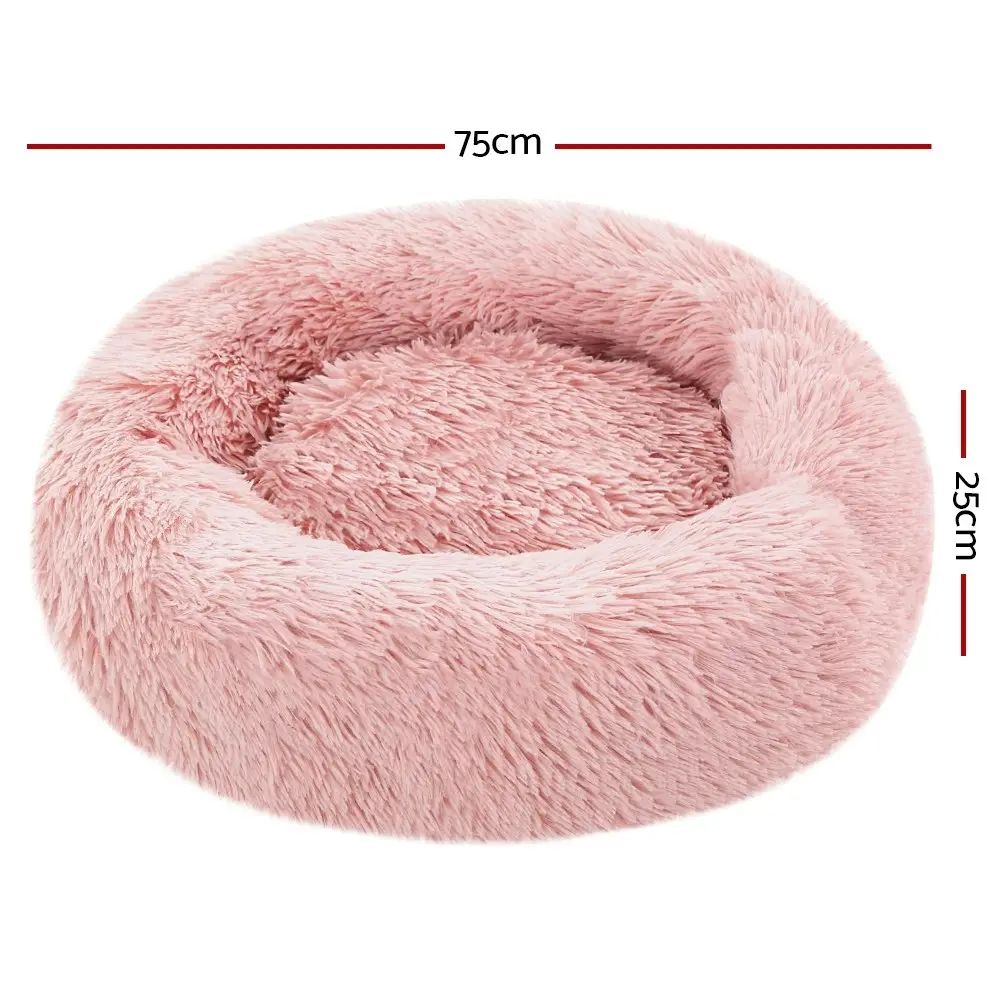 Plush Calming Dog Cat Round Pet Bed, S-XL, 6 colours