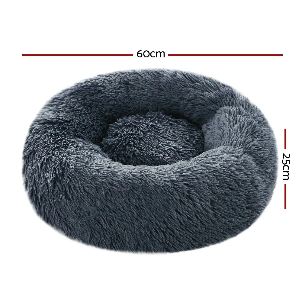 Plush Calming Dog Cat Round Pet Bed, S-XL, 6 colours