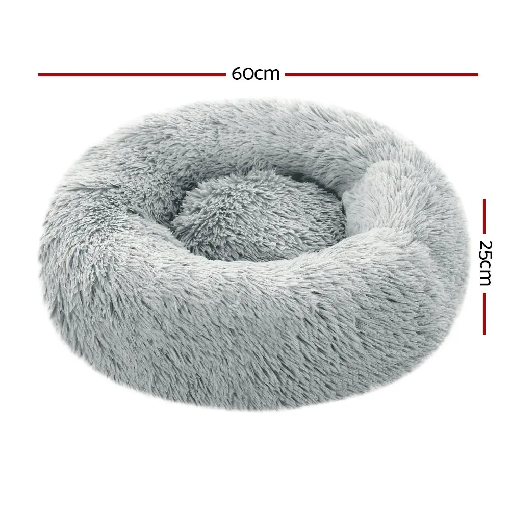 Plush Calming Dog Cat Round Pet Bed, S-XL, 6 colours