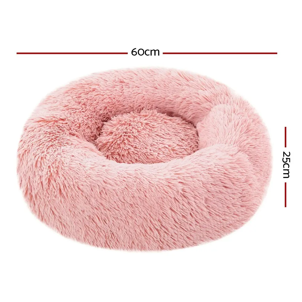 Plush Calming Dog Cat Round Pet Bed, S-XL, 6 colours