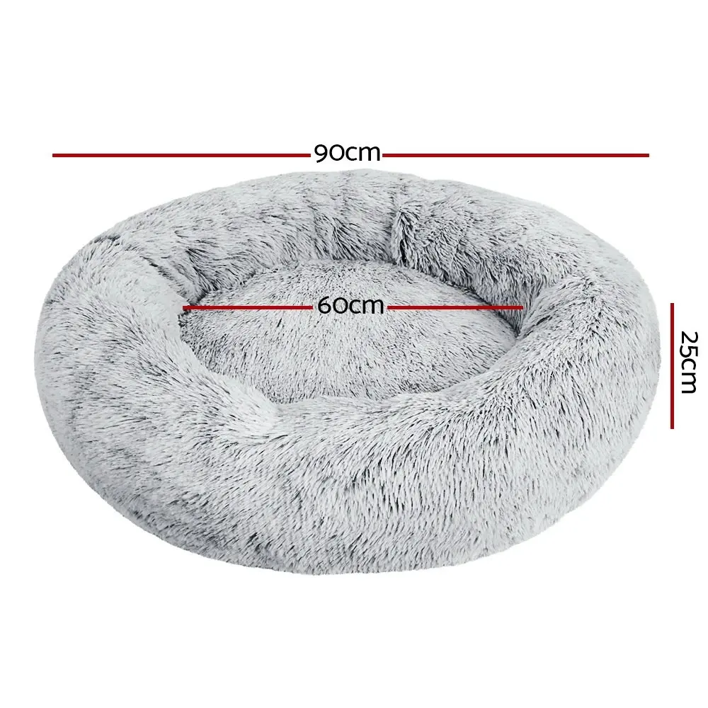 Plush Calming Dog Cat Round Pet Bed, S-XL, 6 colours