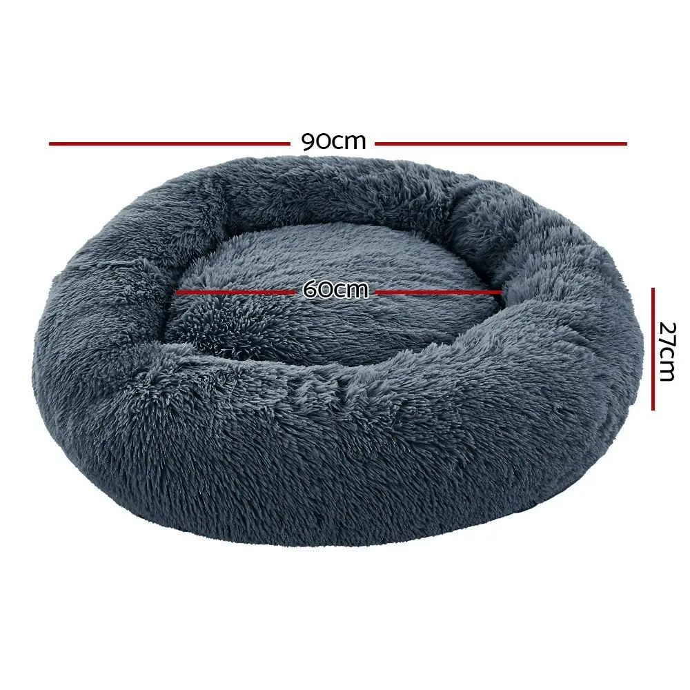 Plush Calming Dog Cat Round Pet Bed, S-XL, 6 colours