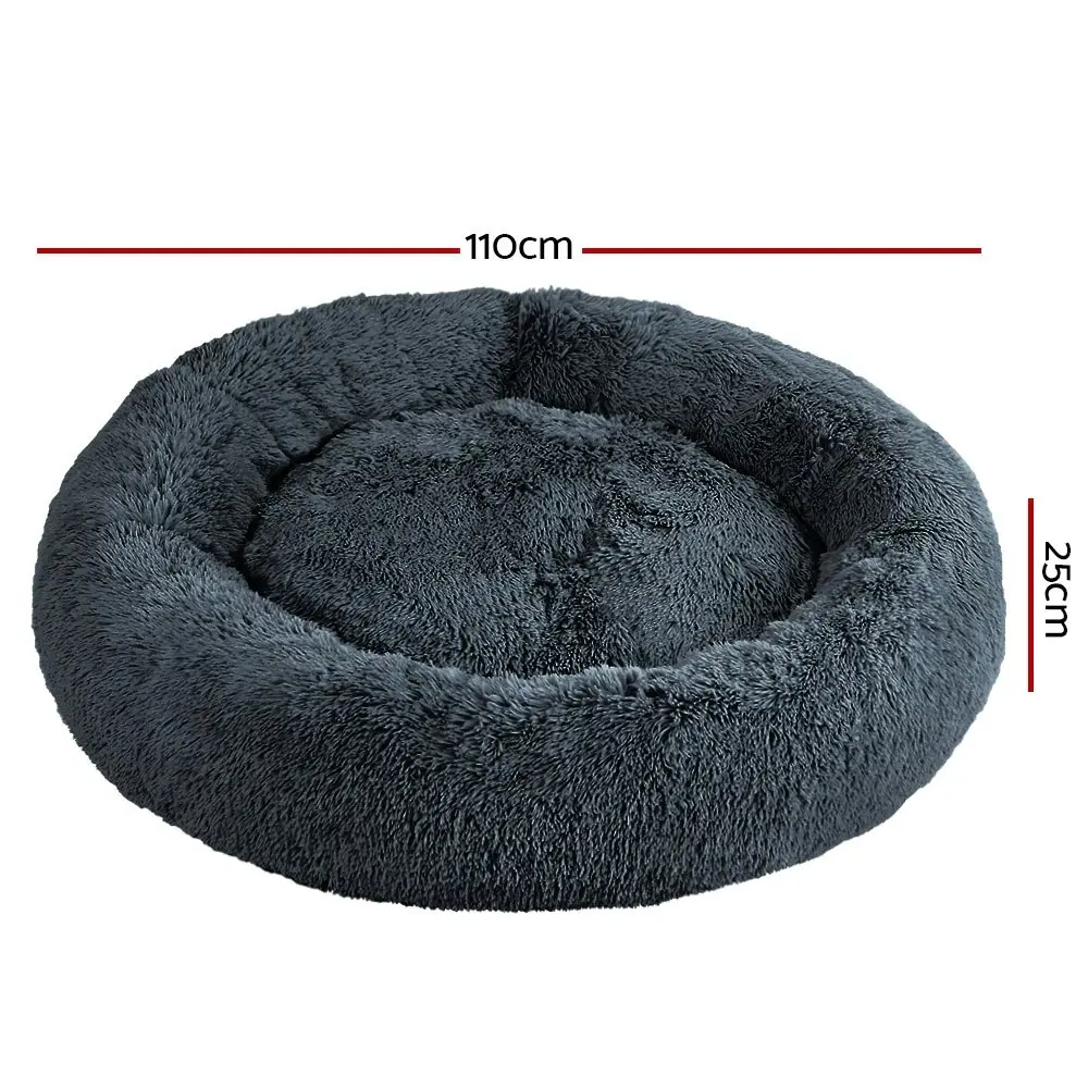 Plush Calming Dog Cat Round Pet Bed, S-XL, 6 colours