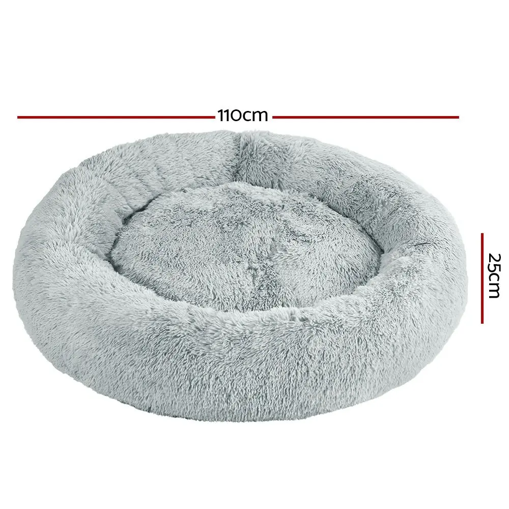 Plush Calming Dog Cat Round Pet Bed, S-XL, 6 colours