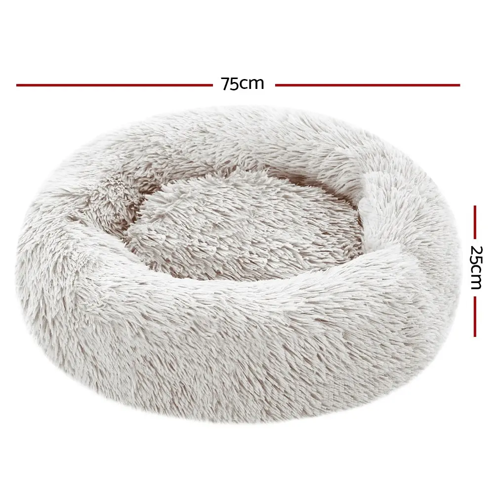 Plush Calming Dog Cat Round Pet Bed, S-XL, 6 colours