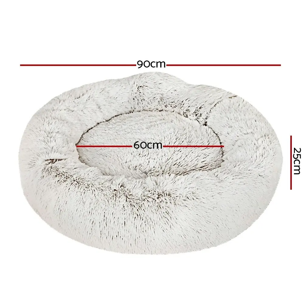 Plush Calming Dog Cat Round Pet Bed, S-XL, 6 colours