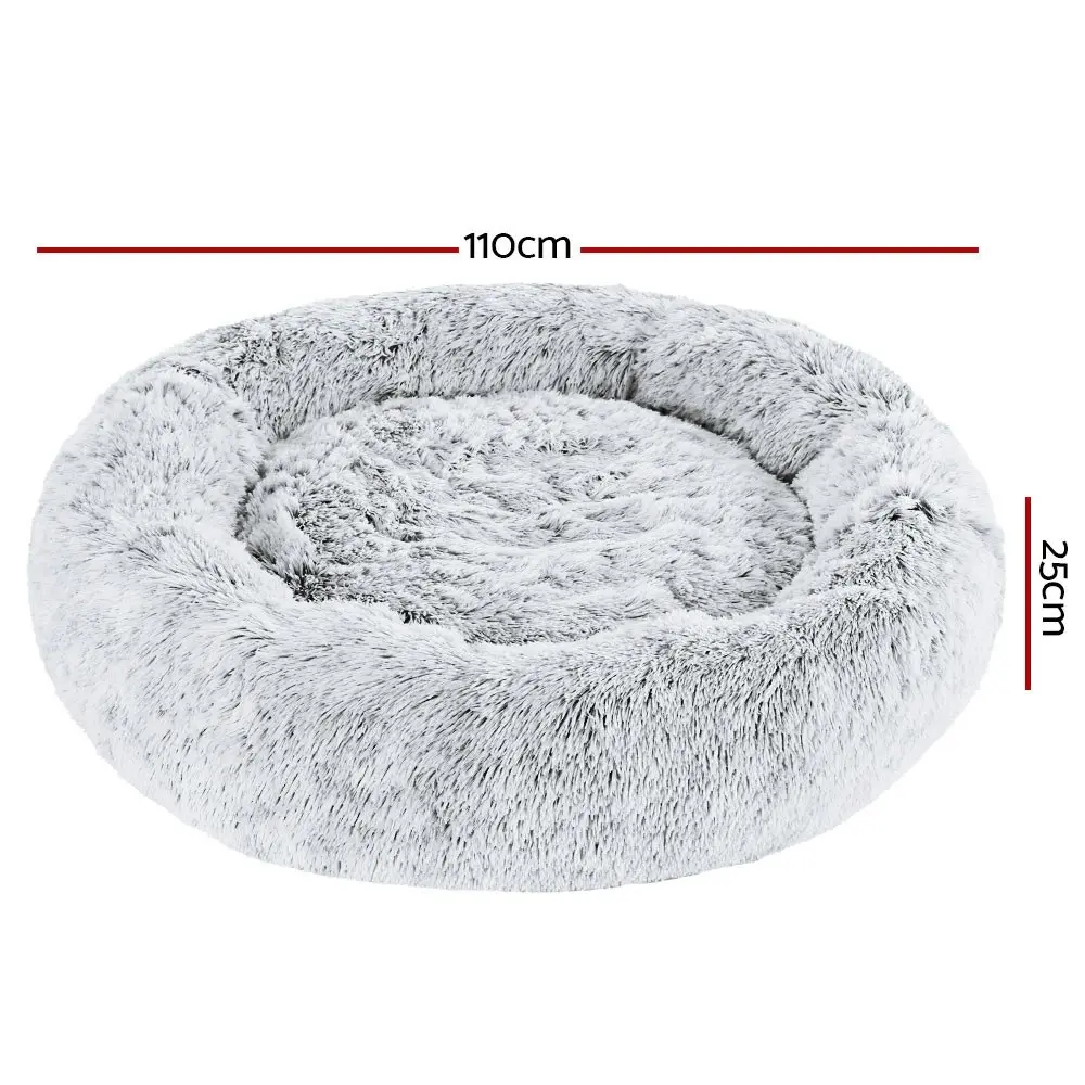 Plush Calming Dog Cat Round Pet Bed, S-XL, 6 colours