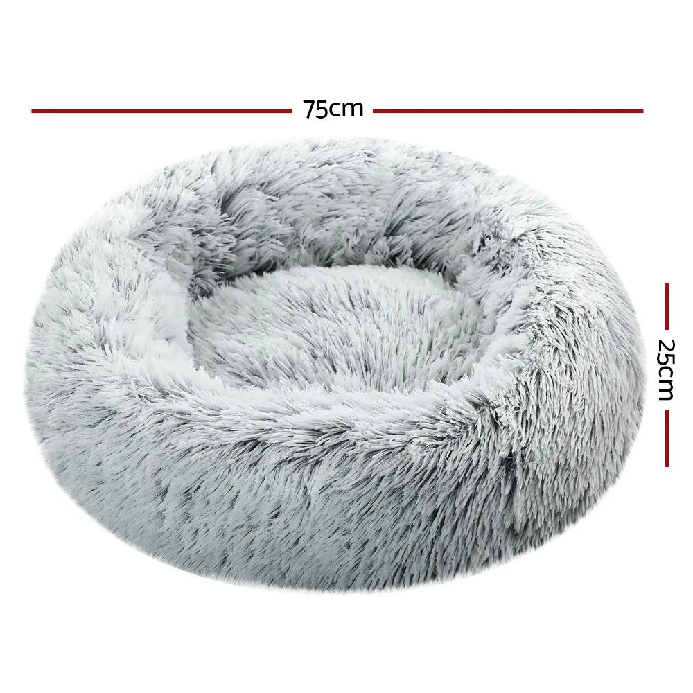 Plush Calming Dog Cat Round Pet Bed, S-XL, 6 colours