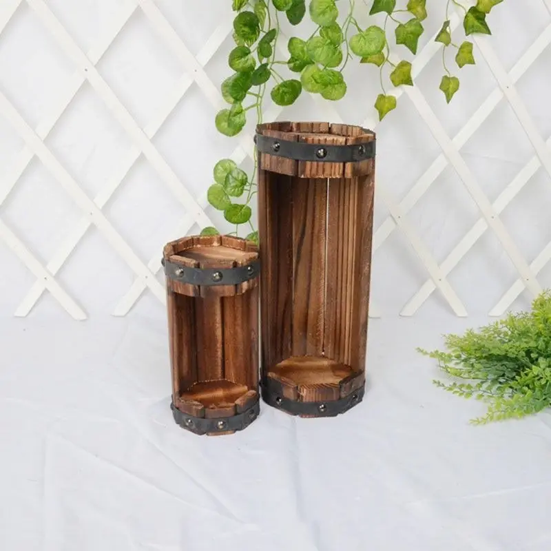 Wooden Flower or Succulent Planter Pot Garden Décor, 2 sizes