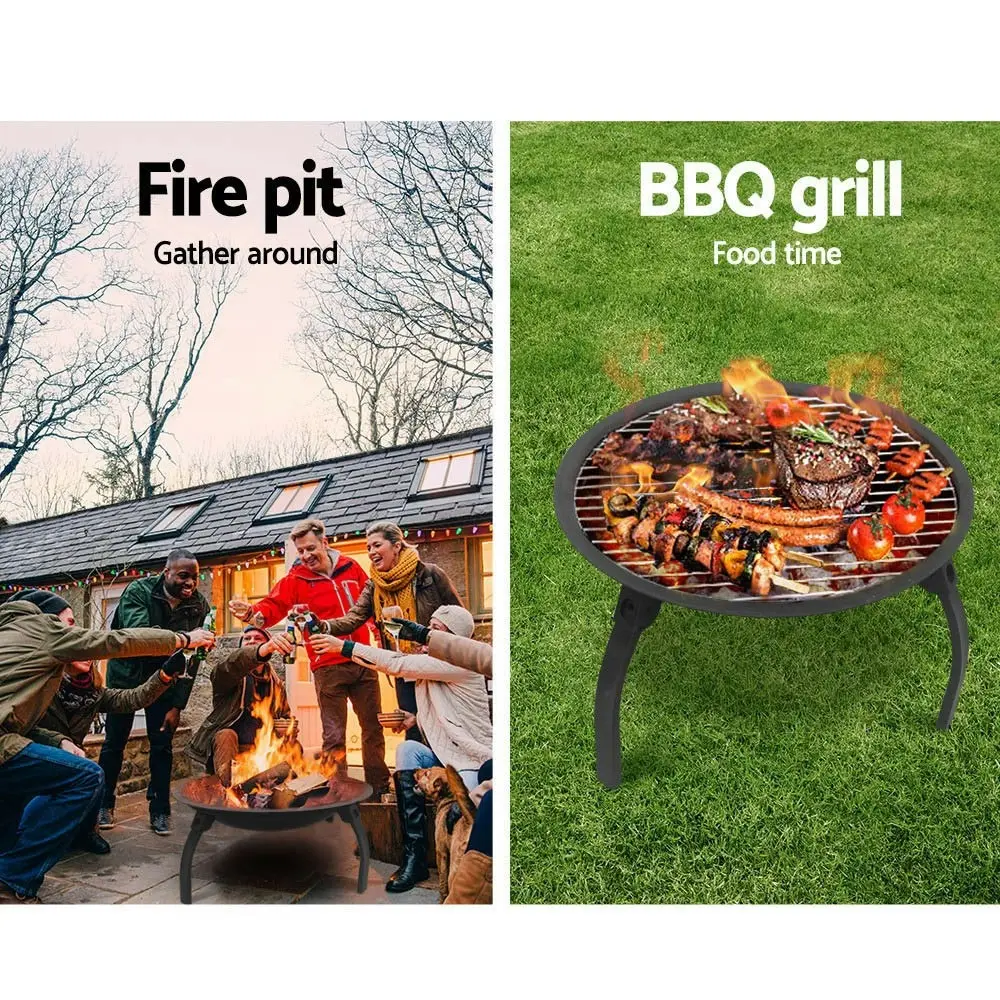 Outdoor Camping Steel Charcoal BBQ Grill Fire Pit 30”