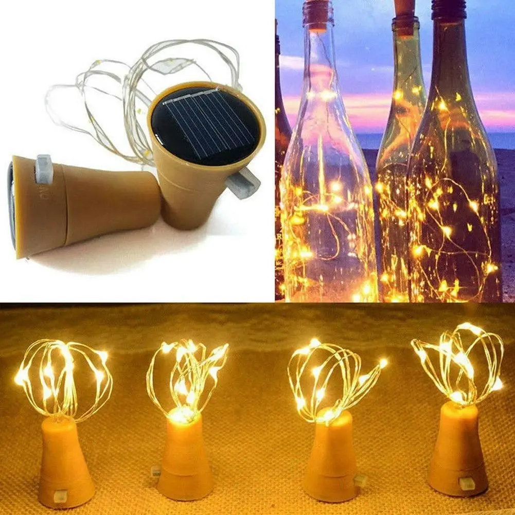 1-2m Solar Cork Led String Light for Bottles, 10-20 Led lights