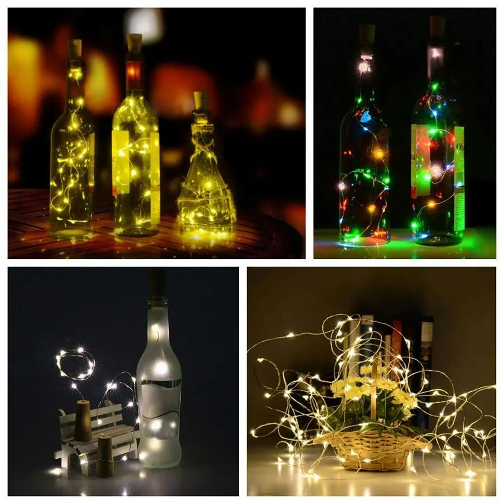 1-2m Solar Cork Led String Light for Bottles, 10-20 Led lights