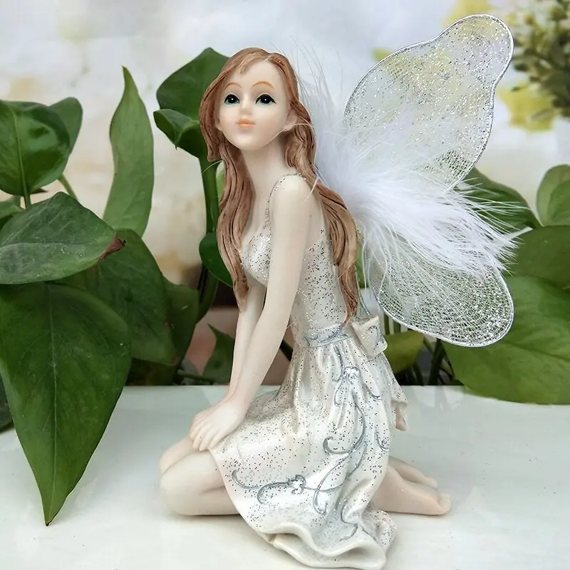 Miniature White Garden Fairy Angel Decoration