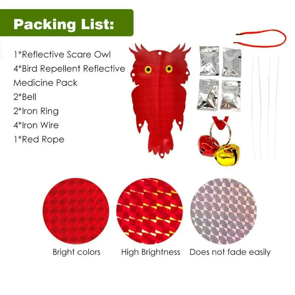 Garden Laser Reflective Simulation Owl Hanging Bird Scarer