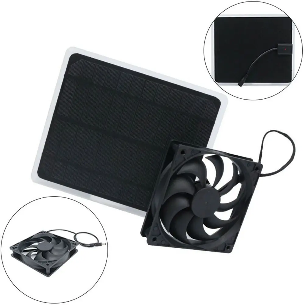 Solar + USB powered Fan for Greenhouse Car Dog Chicken House