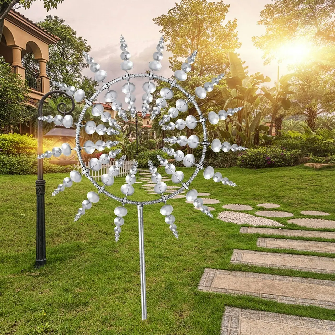 95cm Large Metal Kinetic Garden Wind Spinner Duel Rotating Windmill