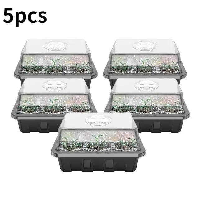 5-10pc Plant 12 Cell Seedling Starter Trays With Lid