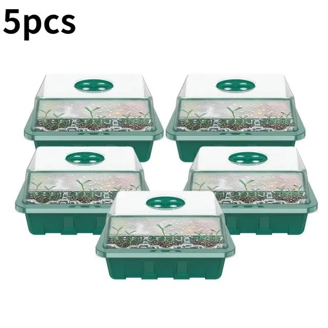 5-10pc Plant 12 Cell Seedling Starter Trays With Lid