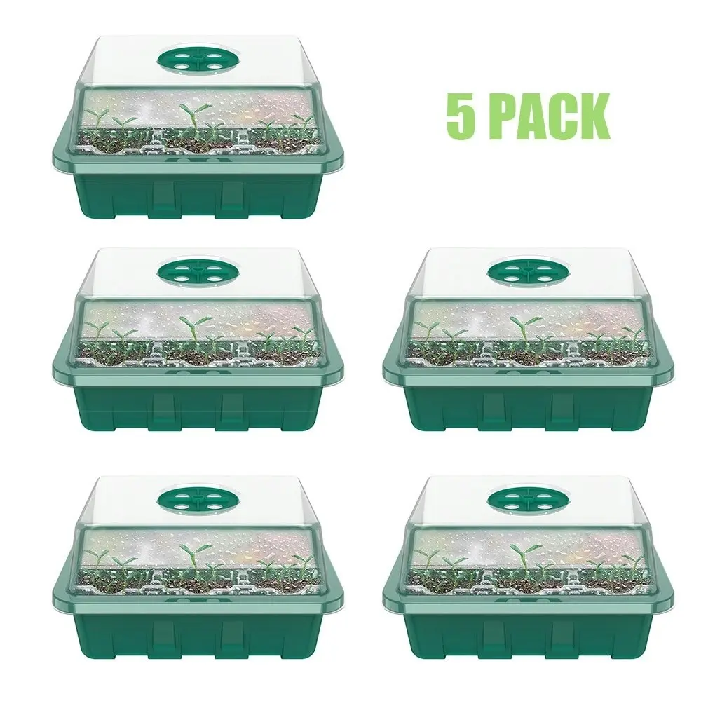 5-10pc Plant 12 Cell Seedling Starter Trays With Lid