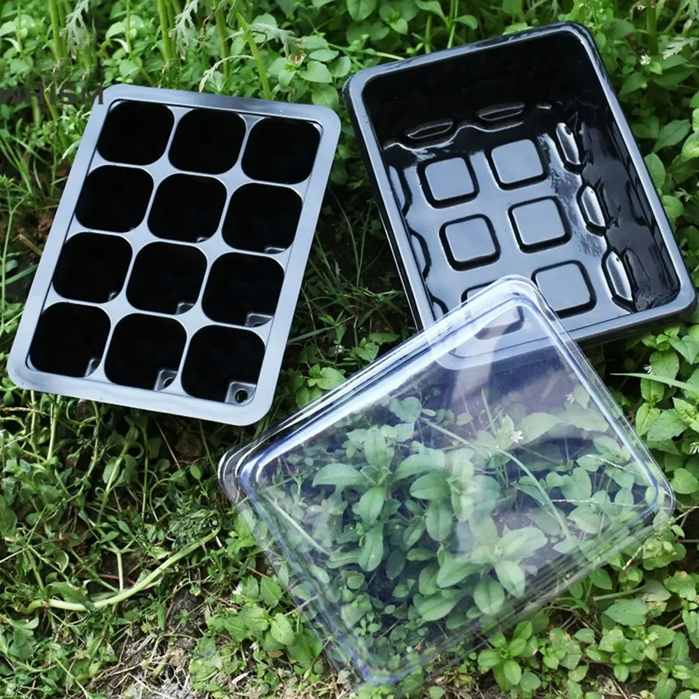 5-10pc Plant 12 Cell Seedling Starter Trays With Lid