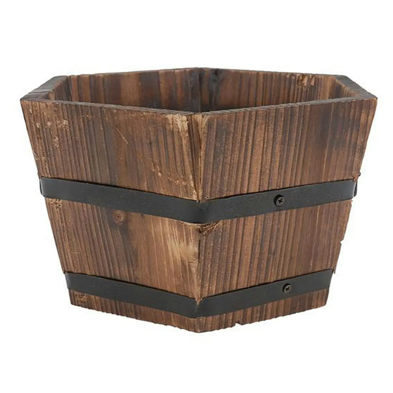 100% Solid Wood Rustic Planter Flower Pot Tub, 3 sizes