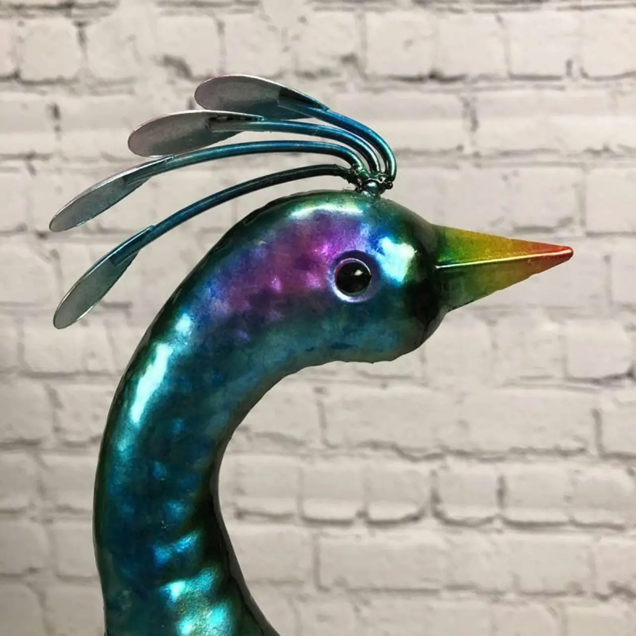 60cm Metal Solar Peacock Statue Garden Decoration