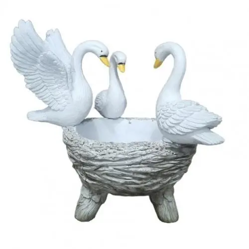 Decorative Resin Swan Garden Pot Display Stand Decor