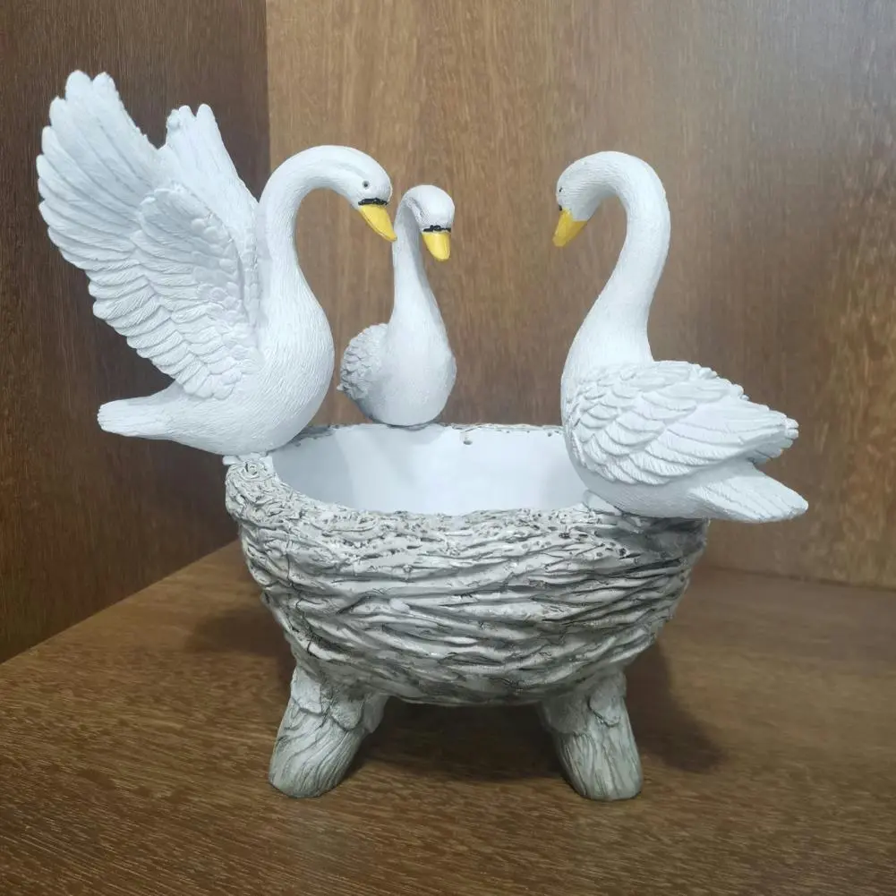 Decorative Resin Swan Garden Pot Display Stand Decor