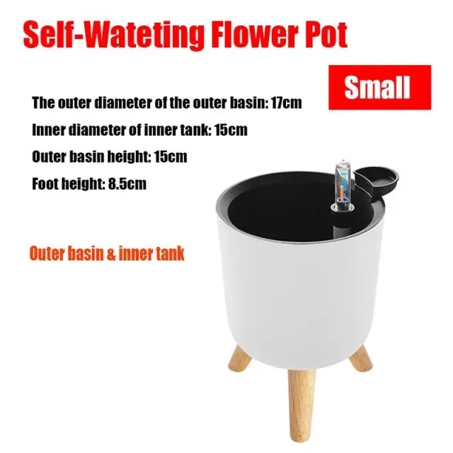 Self watering plant flower pots with water level indicator