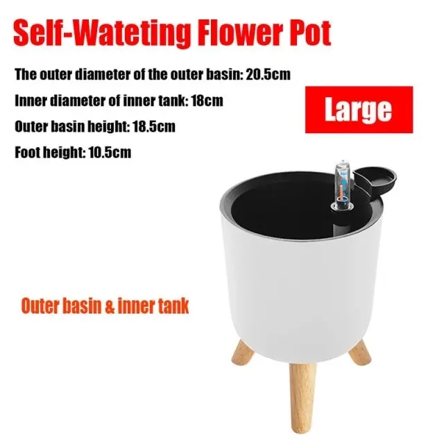 Self watering plant flower pots with water level indicator