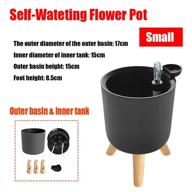 Self watering plant flower pots with water level indicator