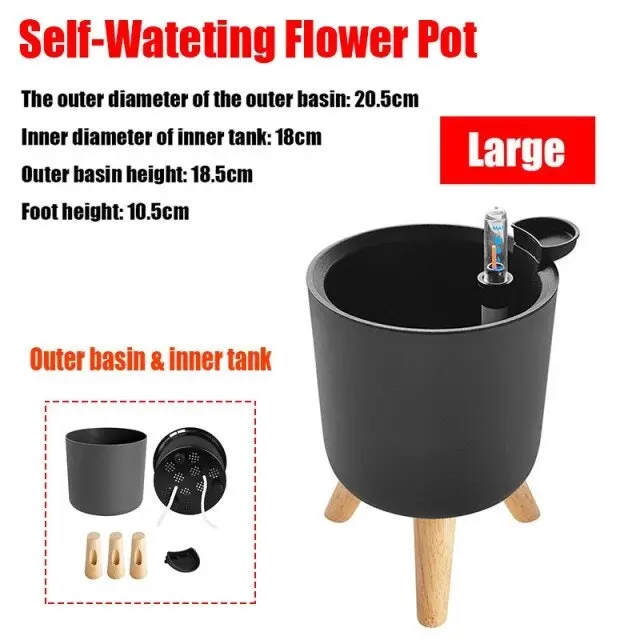 Self watering plant flower pots with water level indicator