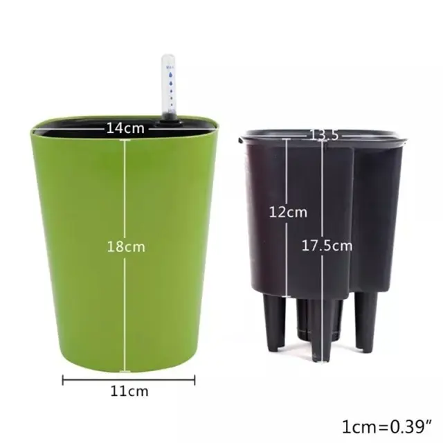 Self watering plant flower pots with water level indicator