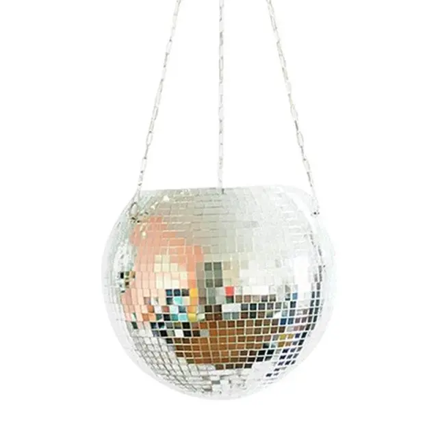 Disco Mirror Ball Hanging Flower Planter Pot Garden Decor