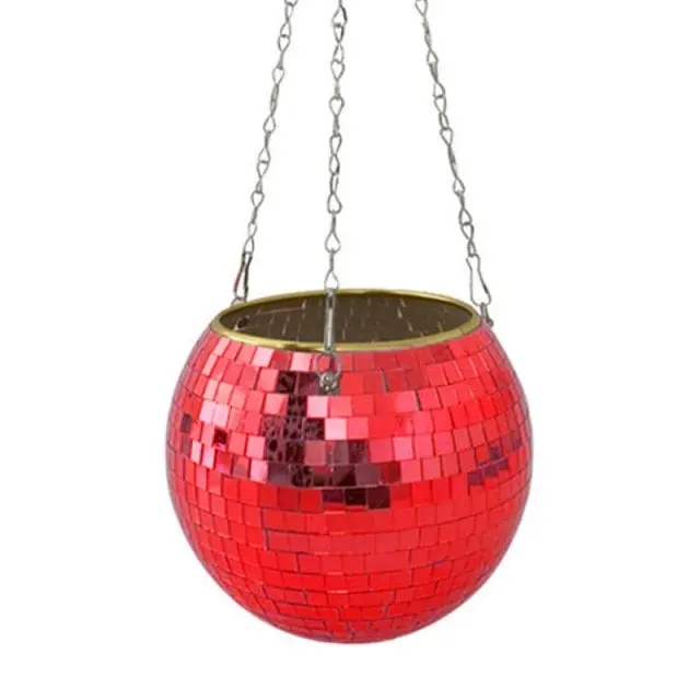 Disco Mirror Ball Hanging Flower Planter Pot Garden Decor