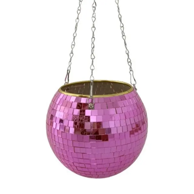 Disco Mirror Ball Hanging Flower Planter Pot Garden Decor