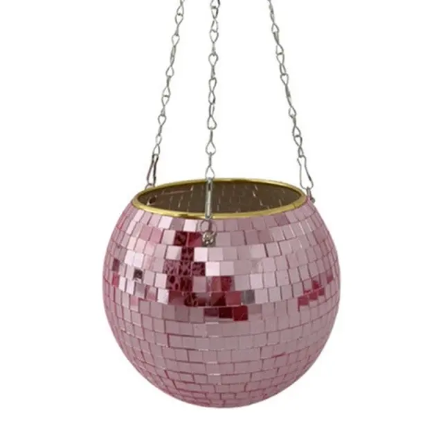 Disco Mirror Ball Hanging Flower Planter Pot Garden Decor