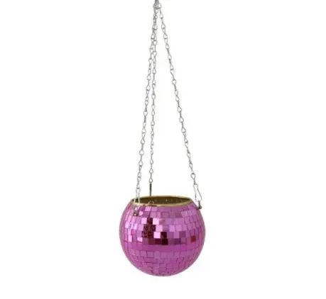 Disco Mirror Ball Hanging Flower Planter Pot Garden Decor