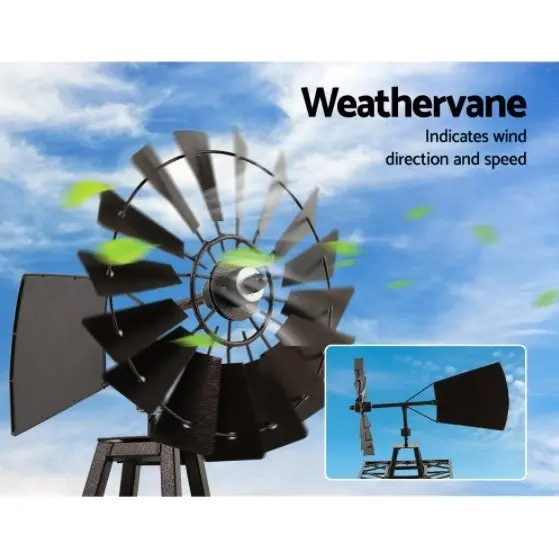 Metal Weathervane Windmill, 5 sizes, 2 colours