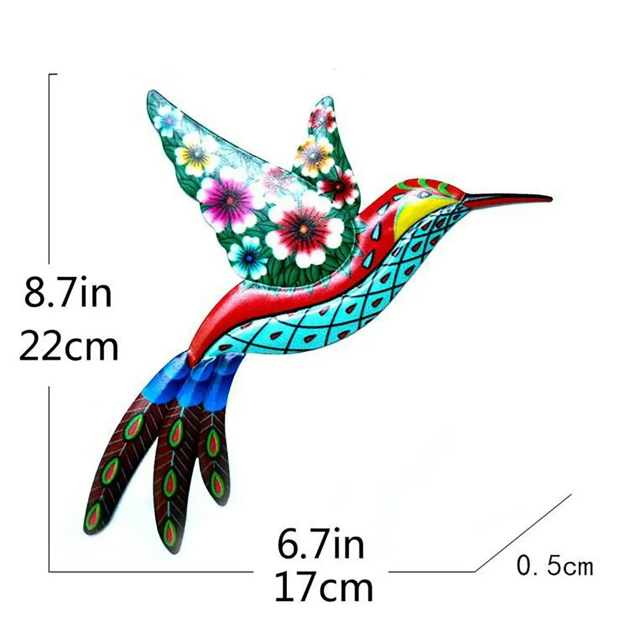 4pcs Metal Bird Hummingbird Hanging Garden Wall Art Decor