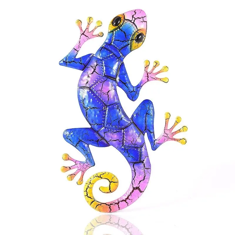 43cm Metal Gecko Lizard Hanging Garden Wall Statue Decor