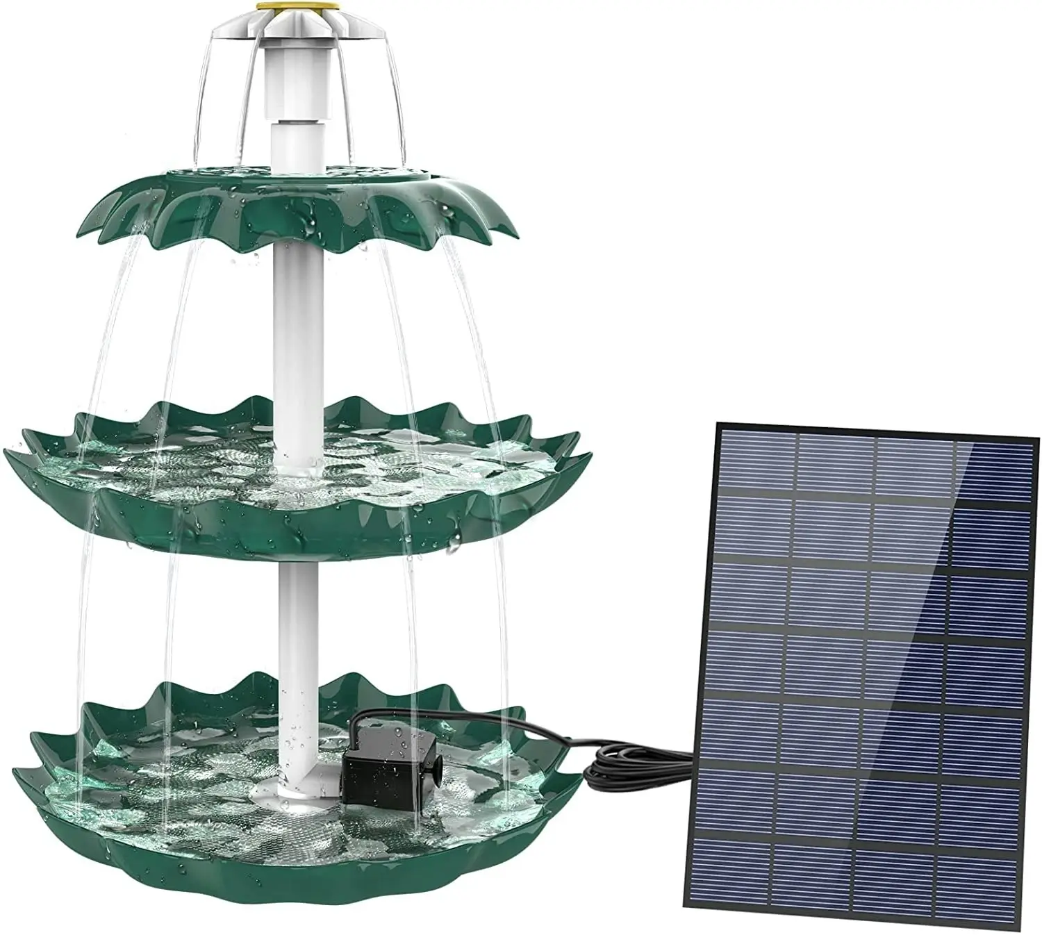 Complete 3 Tier Bird Bath with Solar Pump Garden Decor