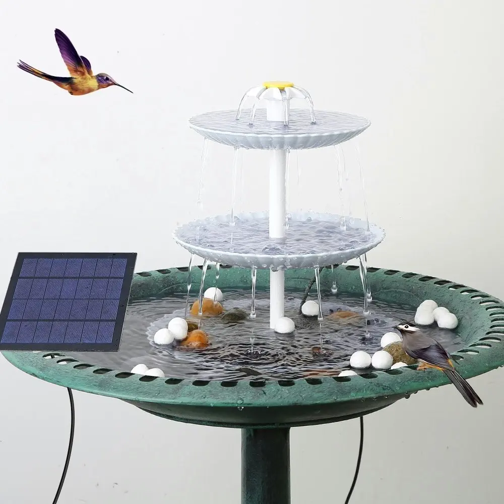 Complete 3 Tier Bird Bath with Solar Pump Garden Decor