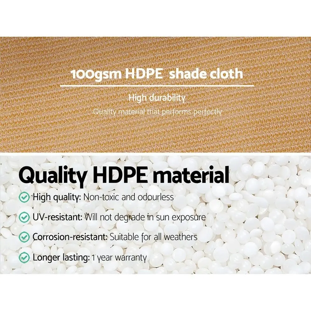 50% UV Beige Shade Cloth Roll, 3.66m x 20m. Heavy Duty HPDE