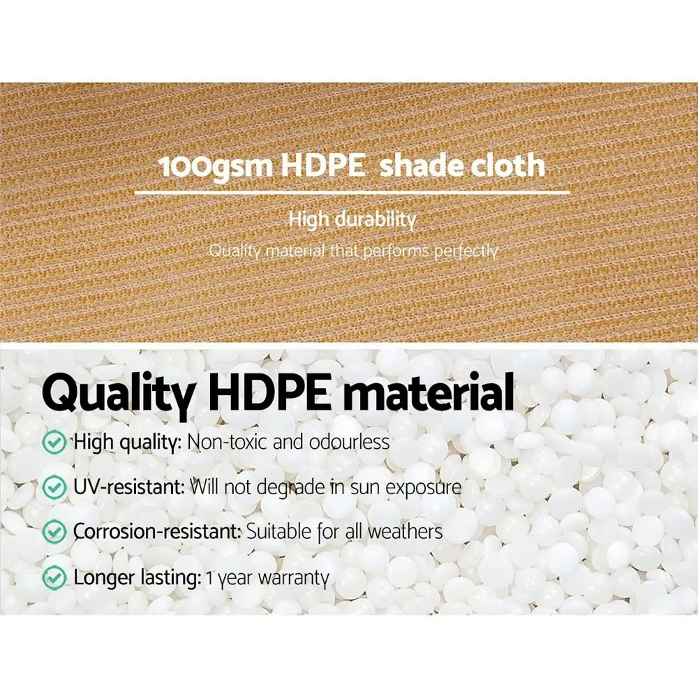 50% UV Beige Shade Cloth Roll, 3.66m x 30m. Heavy Duty HPDE