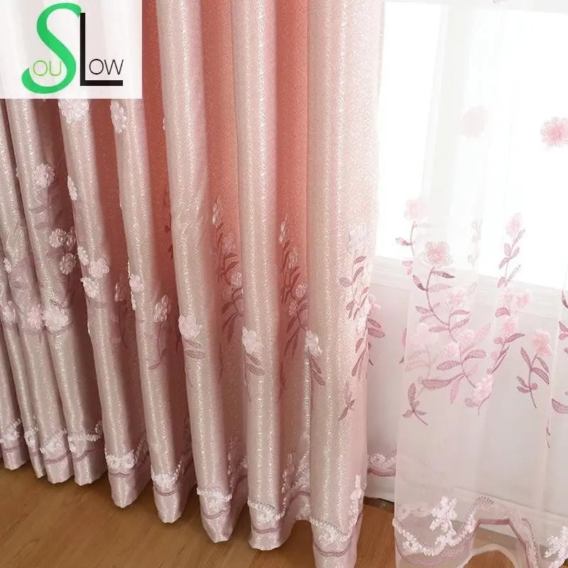 Luxury Embroidered Jacquard Cloth Floral Curtain/Tulle