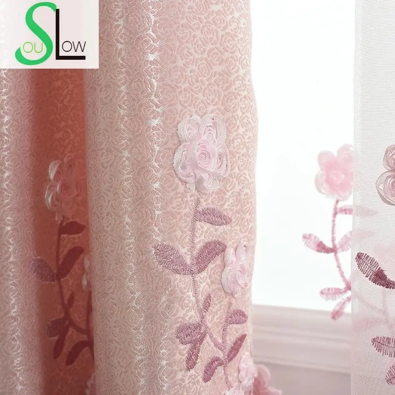 Luxury Embroidered Jacquard Cloth Floral Curtain/Tulle