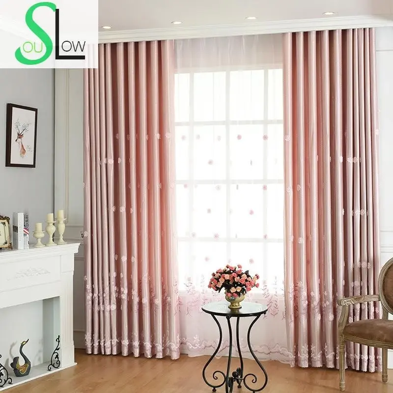 Luxury Embroidered Jacquard Cloth Floral Curtain/Tulle