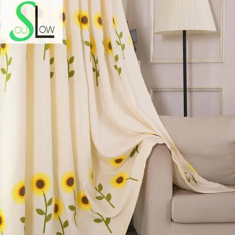 Luxury 3D Sunflower Embroidered Curtain/Tulle